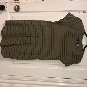 Olive green and black strip tee shirt dress